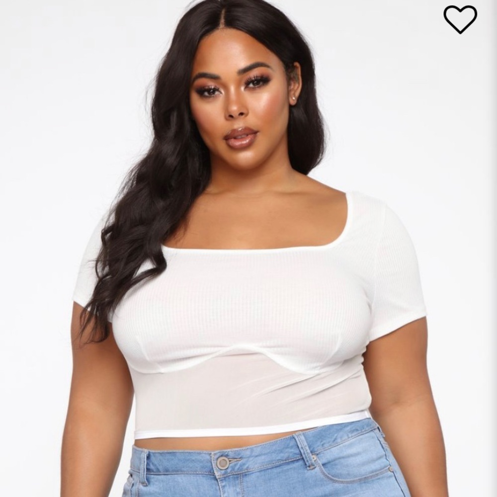 White Fashion Nova cropped shirt